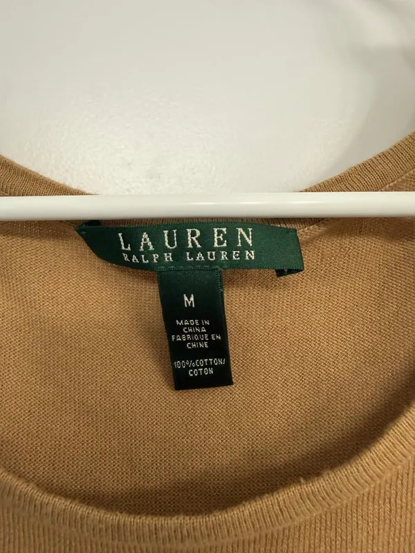 Lauren Ralph Lauren Tan Cotton Knit Sweater Tank Top M - Image 4
