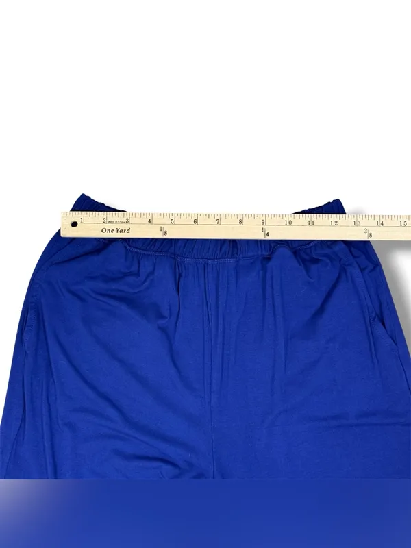 Soft‎ & Cozy Loungewear Embroidered Sleeve Wide Leg Pants Set Blue Small - Image 11