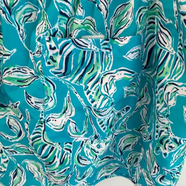 Lilly Pulitzer Luxletic Ocean Trail Shorts Turquoise Oasis Outta Line Print XL - Image 6
