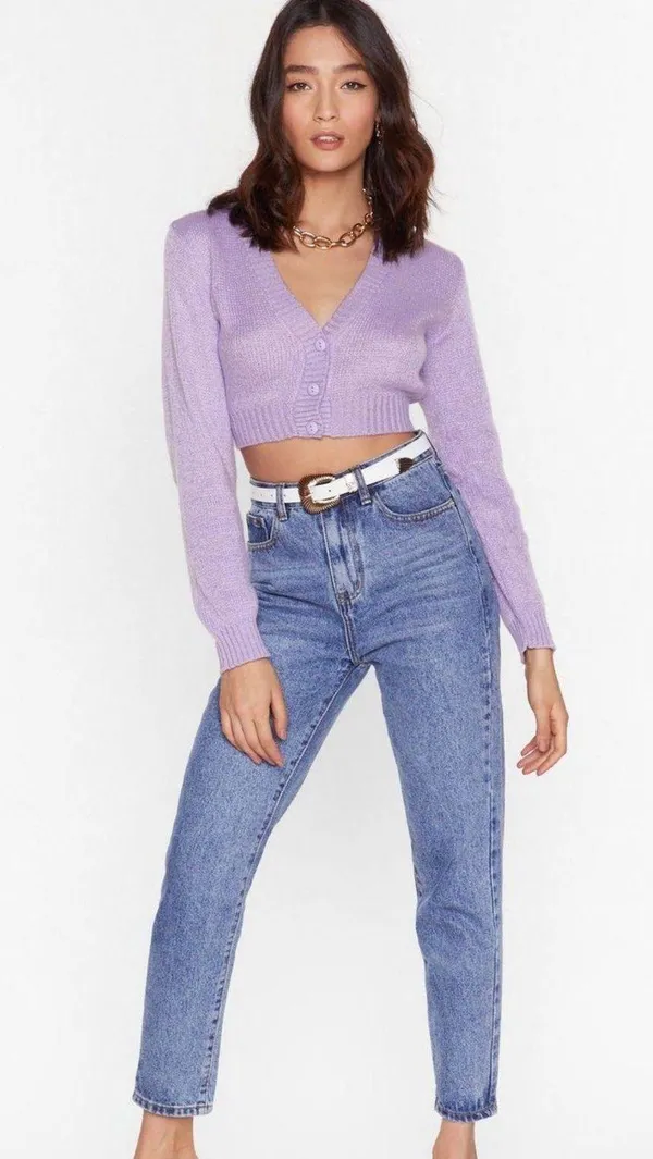 Nasty Gal Knit The Floor V-Neck Cropped Cardigan - Image 2