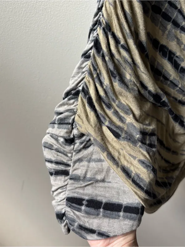 Free People Army Green, Beige and Black Tie-Dye Ruched Tube Top - Image 3