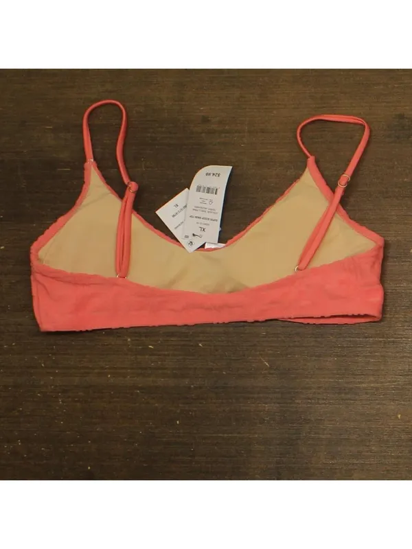 NWT Cotton On Super Scoop Neck Terry Jacquard Bikini Swim Top Shell Pink XL - Image 5