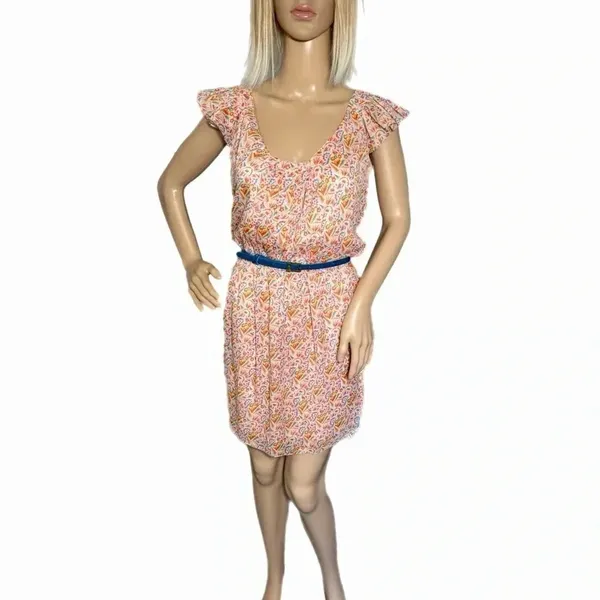 Chelsea & Violet Sz XS Floral Dress Lined Short Sleeve Belted Cottagecore Mini - Image 2
