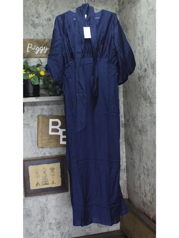 NWT A New Day Womens Tie Neck Maxi Dress 94441338 Navy Blue L - Image 2