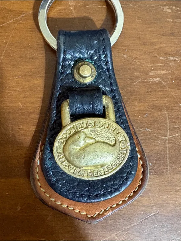 Vintage Dooney & Bourke All Weather Leather Brass Duck Key Fob Ring - Image 5