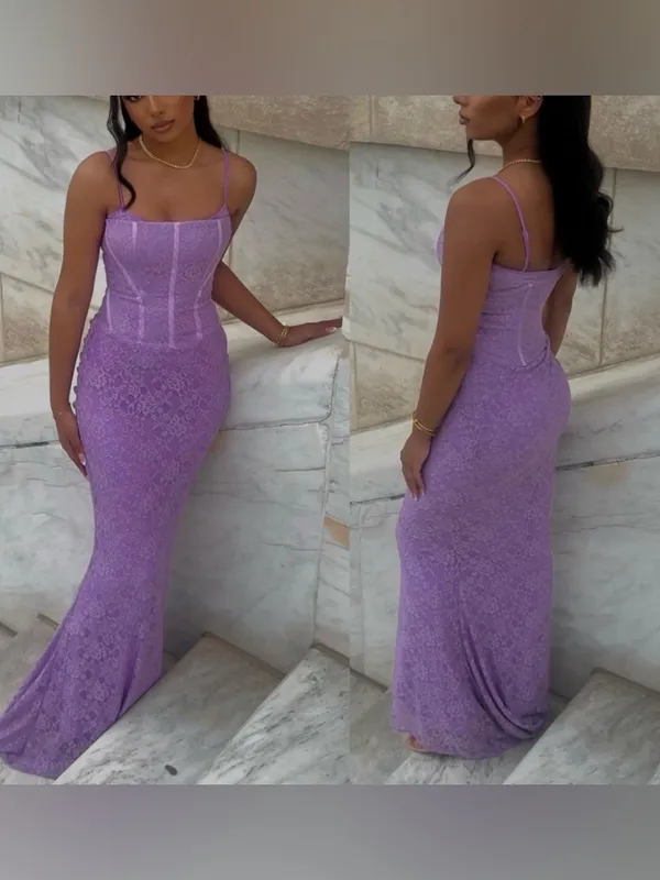 House of CB Antonina Orchid Lace Corset Maxi Dress Purple Size M Regular Cup A-C - Image 3