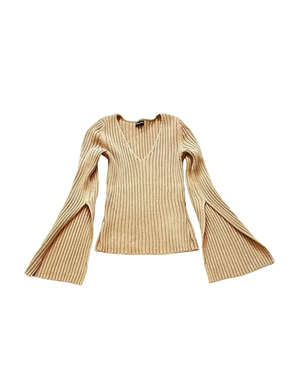 Vintage Guess V-Neck Sweater Dramatic Flare Sleeve 90s Y2K Britney Spears Boho - Image 2