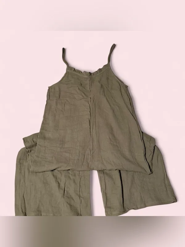 BUCKETLIST Olive Green Wide-Leg Sleeveless Jumpsuit - Image 3
