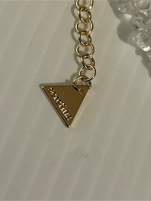 Anthropologie Serafina Half Rock Crystal Chain Necklace Gold plates 16” New - Image 7
