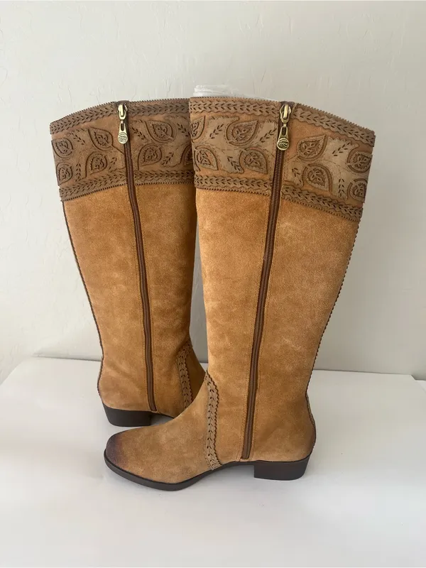 Nurture Tall Suede Boots with Paisley Tooled Detailing NEW 10 boho style paisley - Image 4