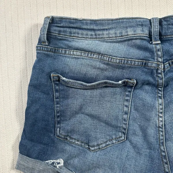 H&M Denim Shorts Womens Size 12 Blue Jean Rolled Cuffed Hem Medium Wash Summer - Image 12