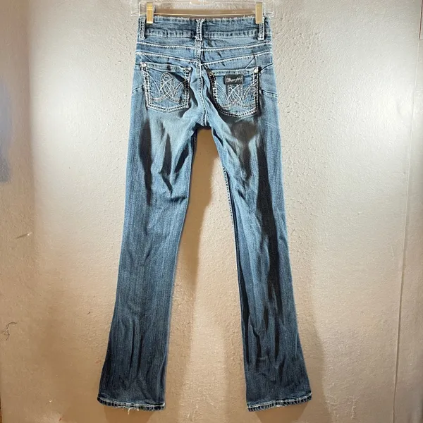 1082‎ | Wrangler Q-Baby Western Bootcut Cowgirl Riding Jeans Blue Womens 1 x 34 - Image 2