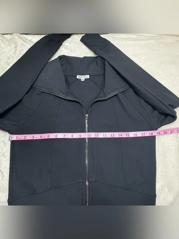White Birch Black Cropped Ribbed Full Zip Active  Jacket Size Medium - Image 10