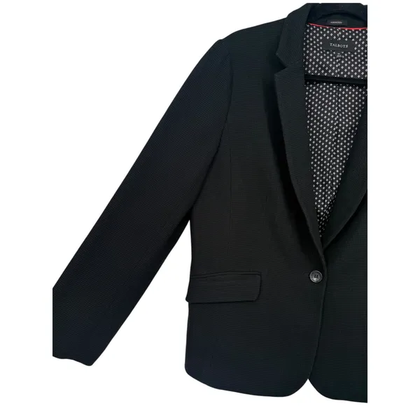 Talbots Women's Aberdeen Waffle Knit One Button Blazer Jacket Black Sz 14 Career - Image 9