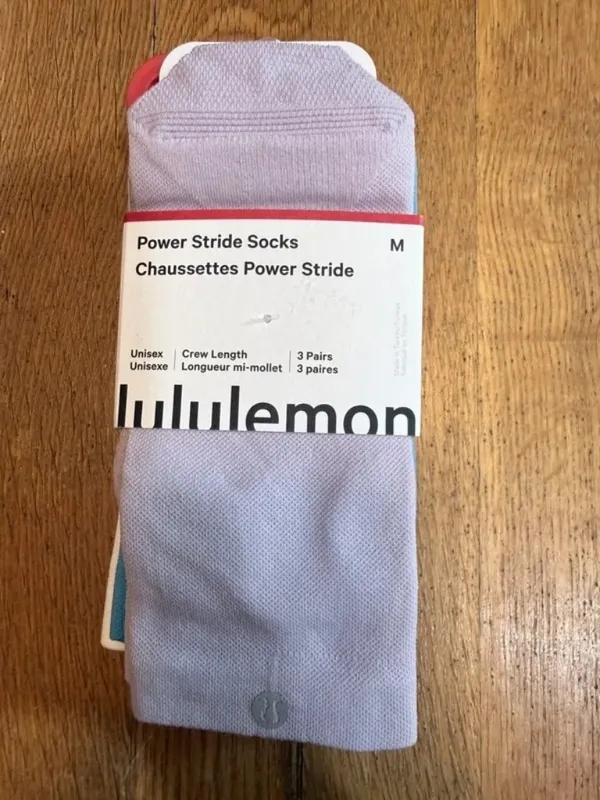 Lululemon Power Stride Socks Crew Length 3 Pack White - Image 2