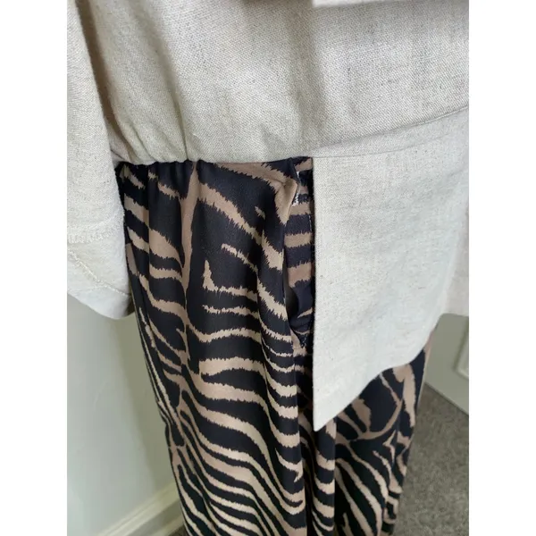 Studio I Mixed Print Safari Style Dress Zebra Print Skirt Sz Medium / Large - Image 13
