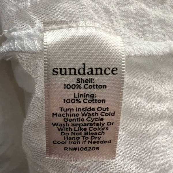 Sundance Jasmine White Eyelet midi Dress tiered asymmetric M petite - Image 6