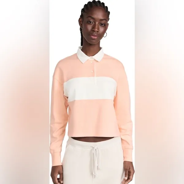 Outdoor Voices Rugby Cropped Long Sleeve Polo Medium striped blokecore - Image 2