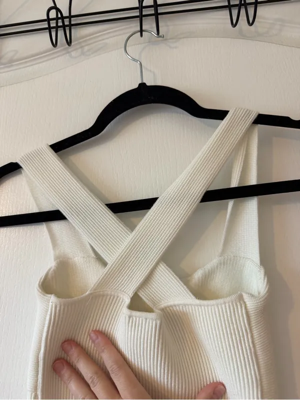 Abercrombie & Fitch Cream Ribbed Square-Neck Tank - Image 3