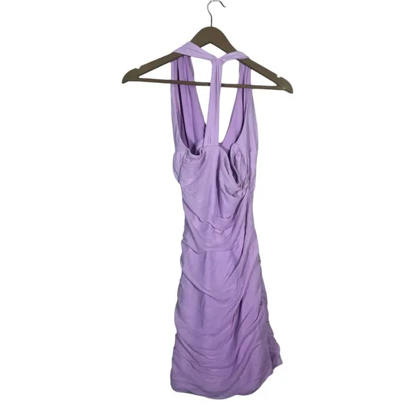 Oh Polly Asymmetric Cut Out Ruched Mini Dress Lilac Purple Sexy Clubwear Size 10 - Image 5