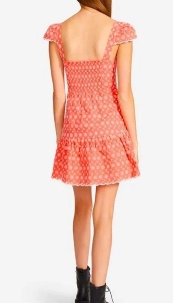 Betsey Johnson Ditsy EYELET BUSTIER MINI DRESS Coral Pink NWT size small - Image 3