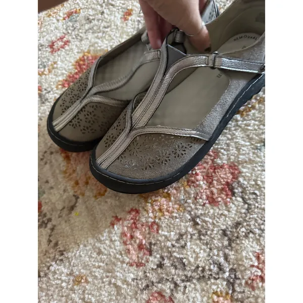 Jambu Creek Pewter Metallic Leather T-Strap Mary Jane Flats Women 7.5W J1CRE56 - Image 3