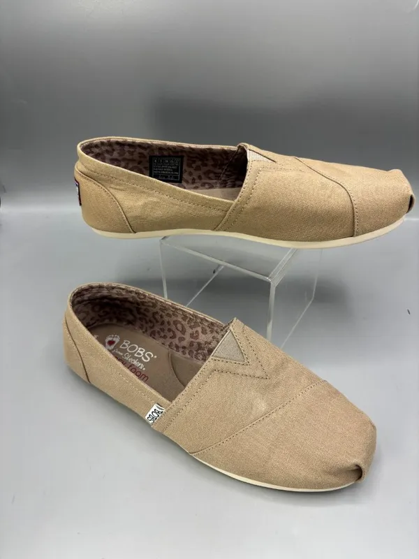 BOBS by Skechers Flats Shoes Womens 8 Tan Leopard Print Lining Round Toe Slip On - Image 2
