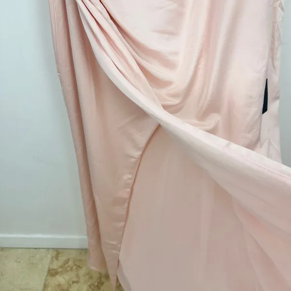 Lulus Dreaming Elegance Blush Pink Satin One Shoulder Maxi Dress Formal 1X NWT - Image 12