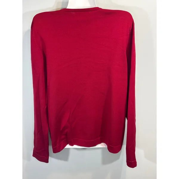 Lauren Ralph Lauren Red Silk Blend Button‎ Front Cardigan Large Coastal Grandma - Image 3