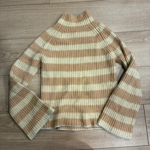 Maeve x Anthropologie Mock Neck Striped Sweater Bell Sleeve Size XS - Image 3