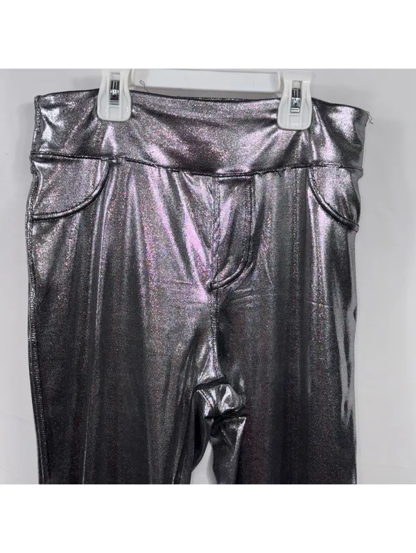 Halara Metallic Silver High Rise 7/8 Leggings M - Image 2