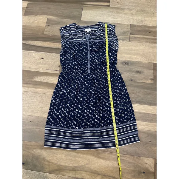 LOFT Outlet L NWT Navy Stripe Floral Shirt Dress Tie Waist - Image 5
