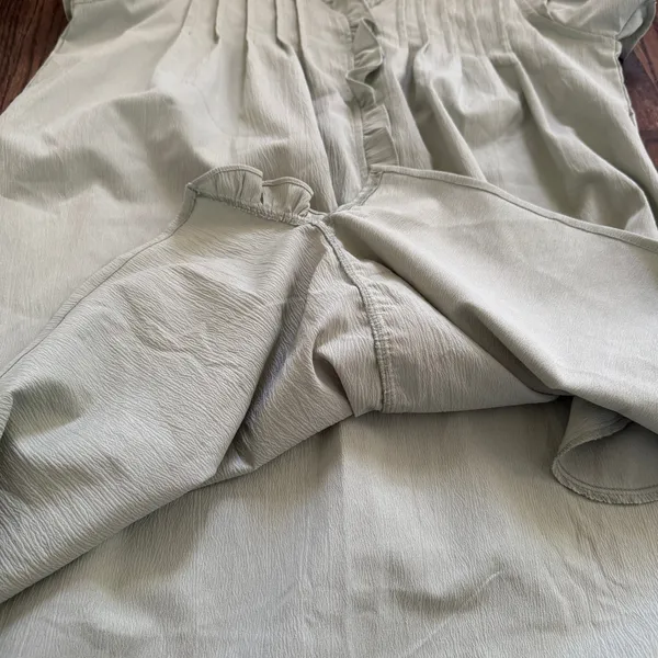 Sage Green Ruffle Sleeve Pintuck Mini Dress Pockets Boho‎ Cottagecore Size L - Image 9