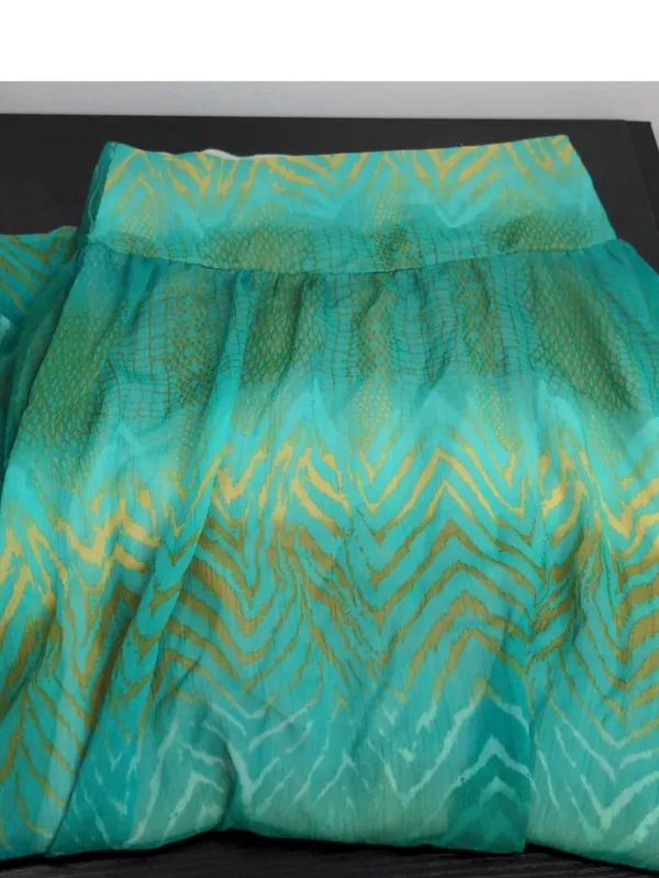 Grass Collection Chiffon Maxi Skirt in River Teal Combo Sz 3 EUC - Image 5