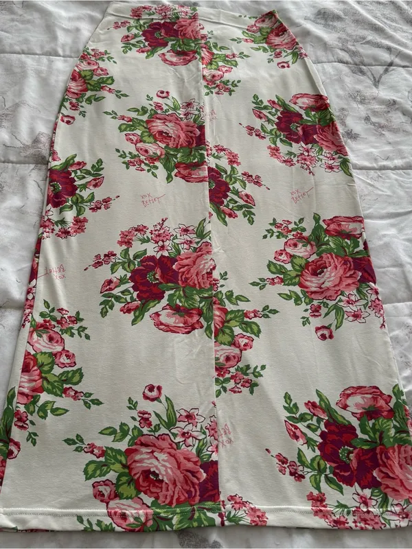 Betsey Johnson Floral snap Front White & Pink Maxi Skirt size S boho XOXO Betsey - Image 10