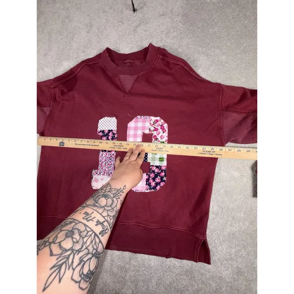 aerie sweatshirt‎ patchwork oversized burgundy s - Image 4