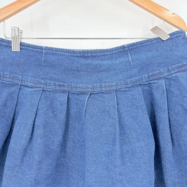 Social Collision Y2K Pleated Jean Mini Skirt Sz M Preppy Indie Academia Denim - Image 6