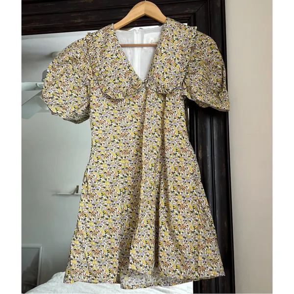 Anthropologie Floral Peter Pan Collar Dress New With Tags 2 petite - Image 3