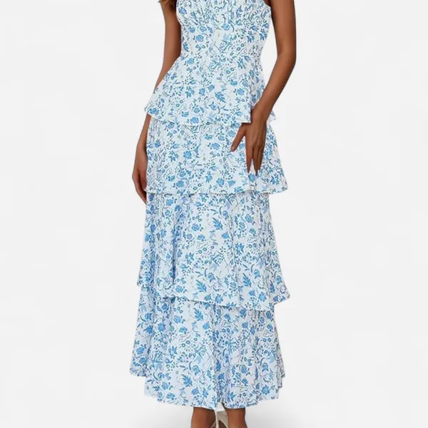 Amazon blue and white floral maxi dress - Image 3