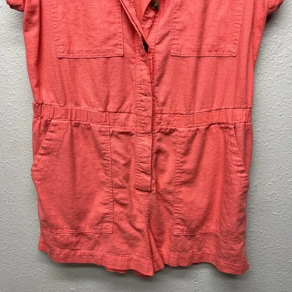 Universal Threads Linen Blend Romper Womens 14 Vacation Beachy Coastal Nautical - Image 5