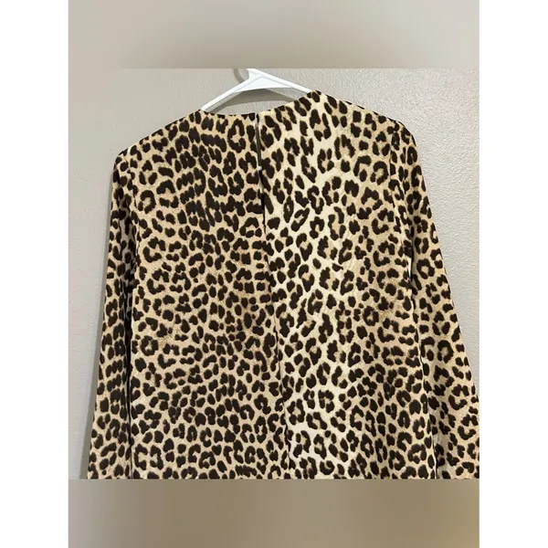 NEW H&M Tan Leopard Print Long Sleeve Shoulder Pad Mini Dress Women’s Size XS - Image 7
