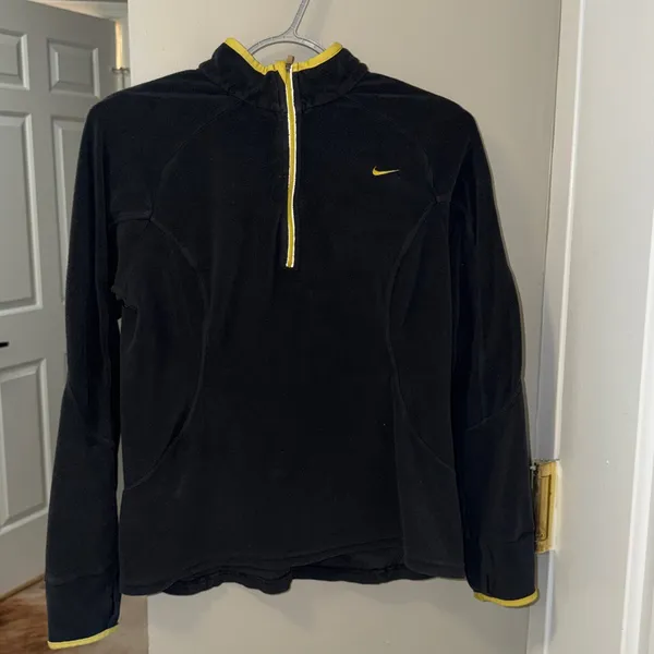 Nike quarter 1/4 zip up Black and Yellow fleece Pullover - Image 2