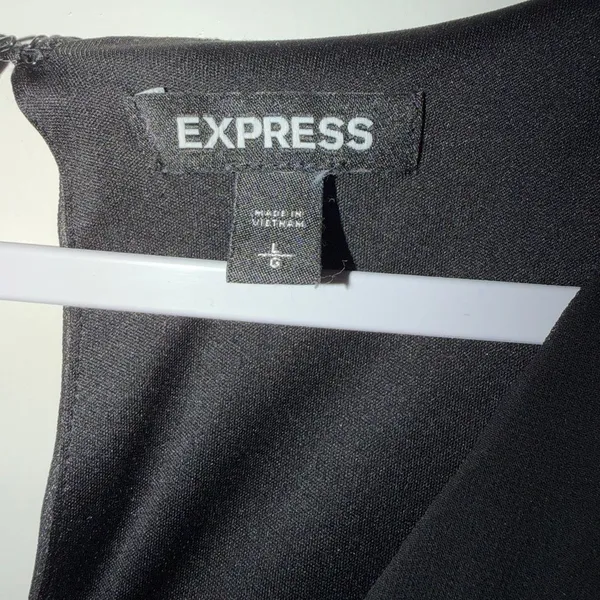 Express Black Long Sleeve Chiffon Dress Tie Waist Size Large - Image 6