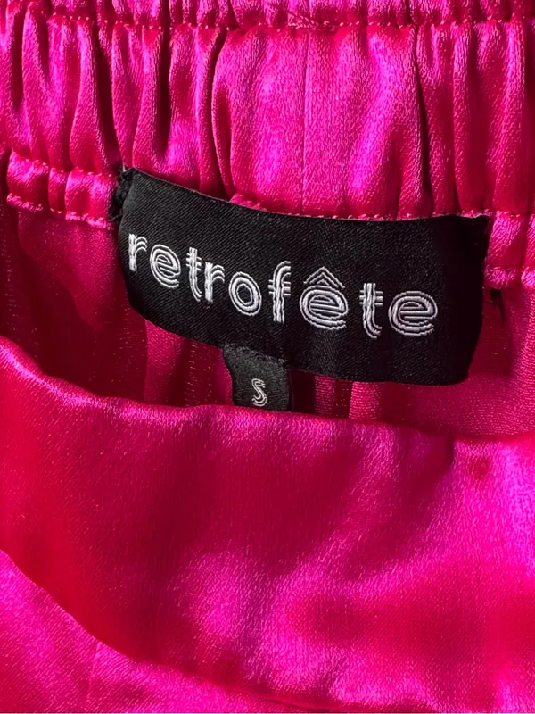 Retrofête Kasha Neon Pink Satin Wide Leg Pant - Image 10
