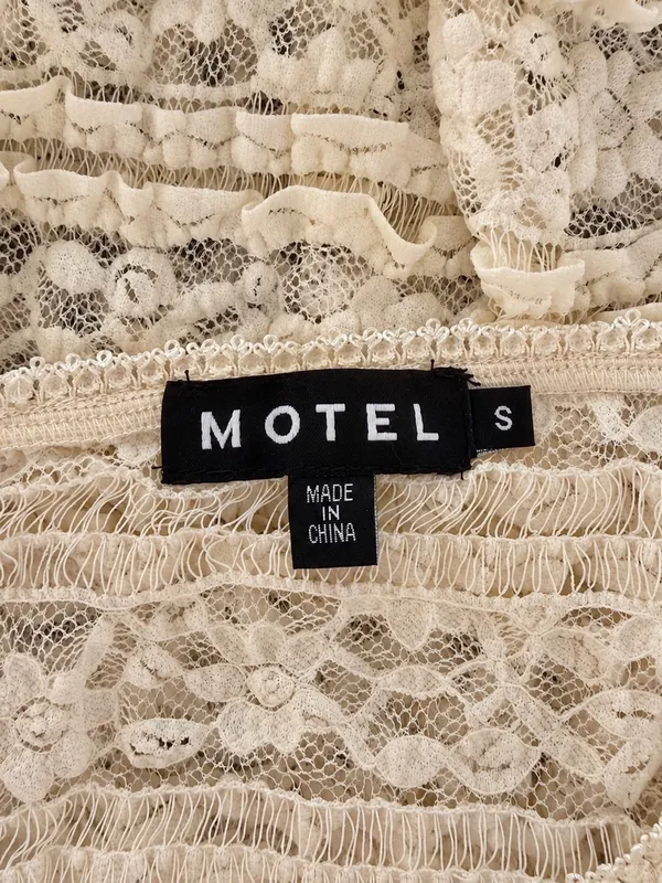 Motel Rocks Ivory Sheer Lace Ruffle Mini Skirt - Image 4