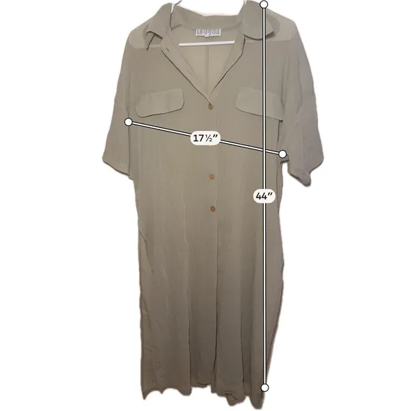 Leonor Womens Sage Green Short Sleeve Button Front Utility Midi Dress Size 1X - Image 4