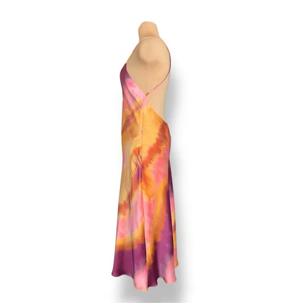 Zara XL Open Back Abstract Watercolor Maxi‎ Dress Boho Euro Summer Resort New - Image 3
