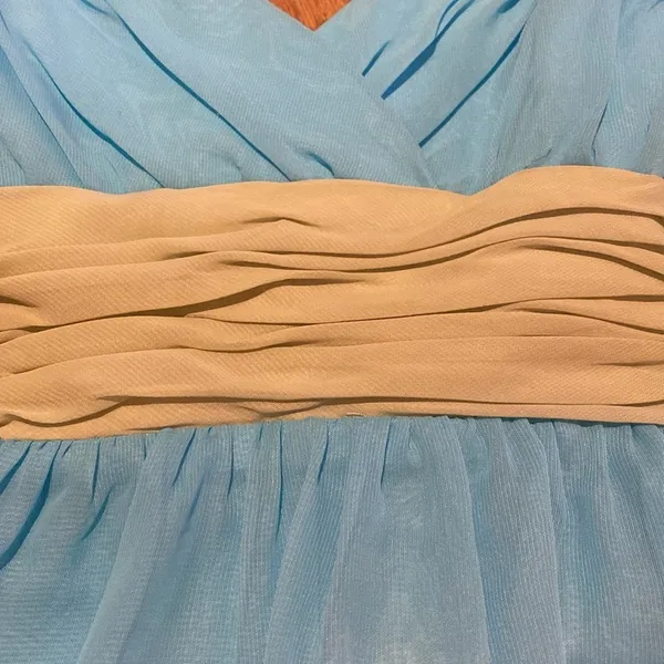 Forever Yours Woodland Fairy Tulle Babydoll Dress Pale Blue & Kiwi Ruched Sash 8 - Image 4