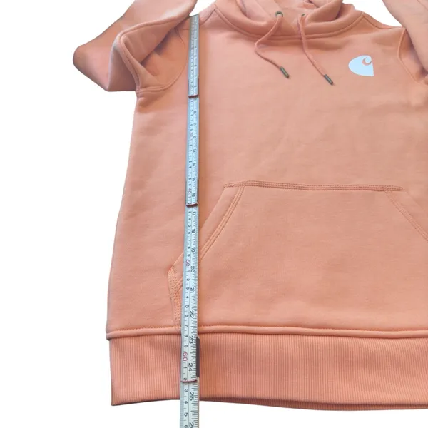 Carhartt Rose Clay Logo Sleeve Hoodie XS Relaxed Fit Pullover Sweatshirt Top EUC - Image 8