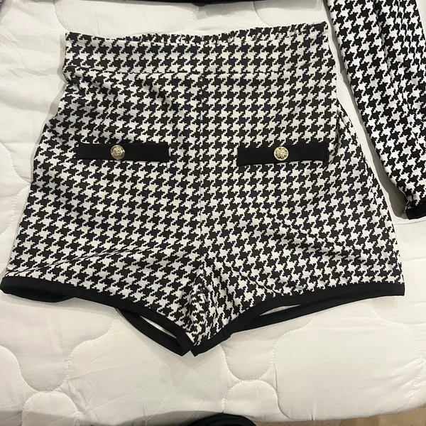 Elegant Houndstooth Two-Piece Outfit - Image 5